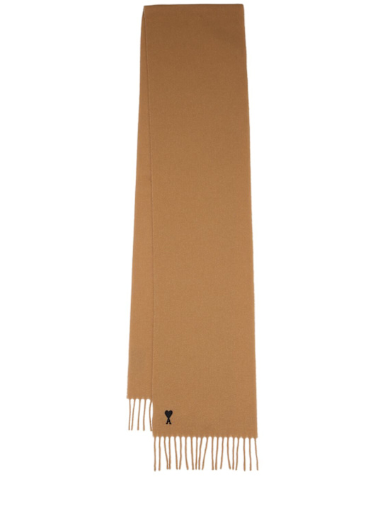 AMI Paris: Fringed wool scarf - men_0 | Luisa Via Roma