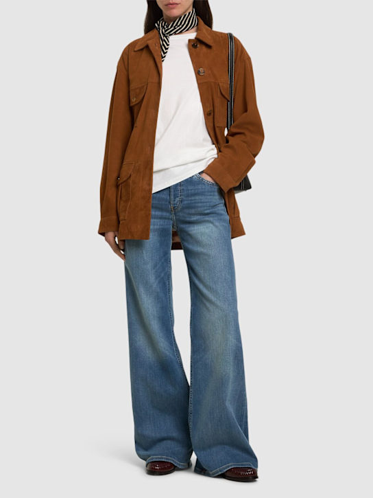 RE/DONE: Mid rise cotton blend wide leg jeans - Blue - women_1 | Luisa Via Roma