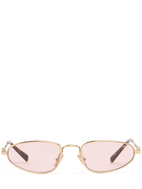 Miu Miu: Round metal sunglasses - Gold/Pink - women_0 | Luisa Via Roma