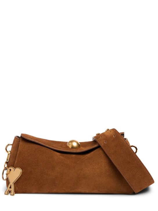 AMI Paris: Carrousel suede shoulder bag - women_0 | Luisa Via Roma