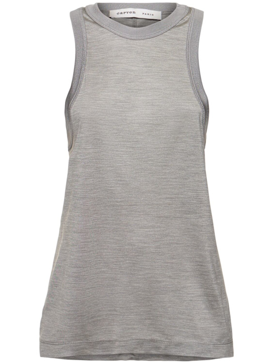 Carven: シルクジャージータンクトップ - グレー - women_0 | Luisa Via Roma