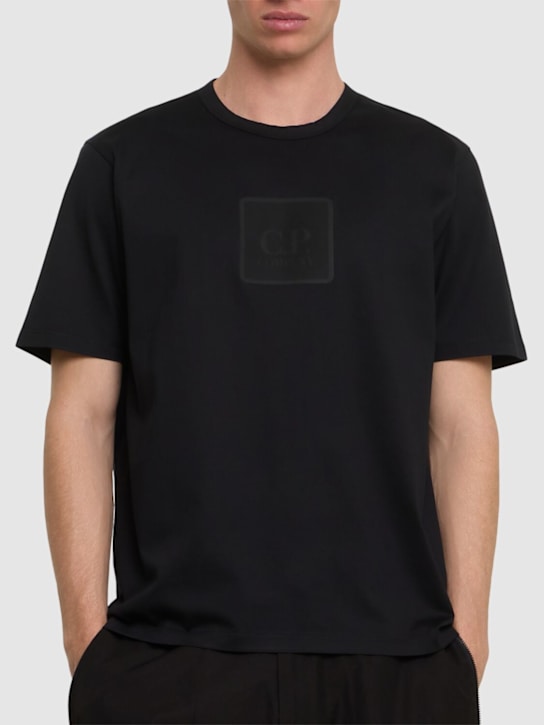 C.P. Company: Metropolis jersey logo t-shirt - Black - men_2 | Luisa Via Roma