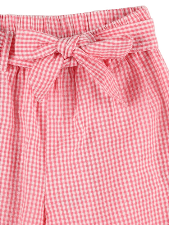 Louise Misha: Printed cotton seersucker wide leg pants - Pink - kids-girls_1 | Luisa Via Roma