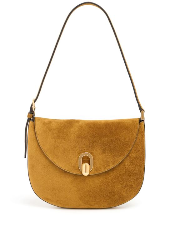 Savette: The Small Tondo suede hobo bag - Sepia - women_0 | Luisa Via Roma