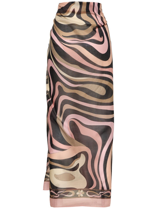 Pucci: 印花迷你围裹式半身裙 - 黑色/裸色 - women_2 | Luisa Via Roma