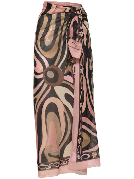 Pucci: 印花迷你围裹式半身裙 - 黑色/裸色 - women_0 | Luisa Via Roma