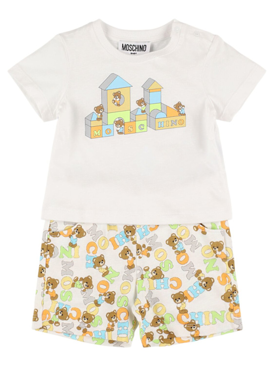 Moschino: コットンTシャツ＆ショートパンツ - kids-boys_0 | Luisa Via Roma