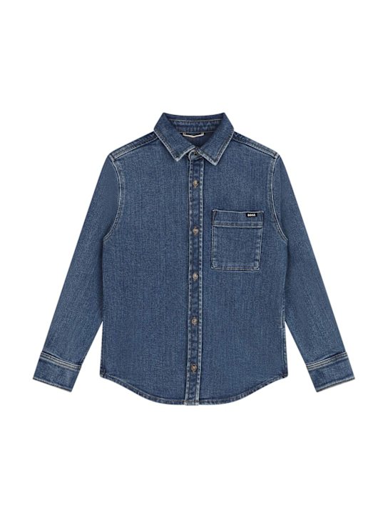 Boss: コットンブレンドデニムシャツ - kids-boys_0 | Luisa Via Roma