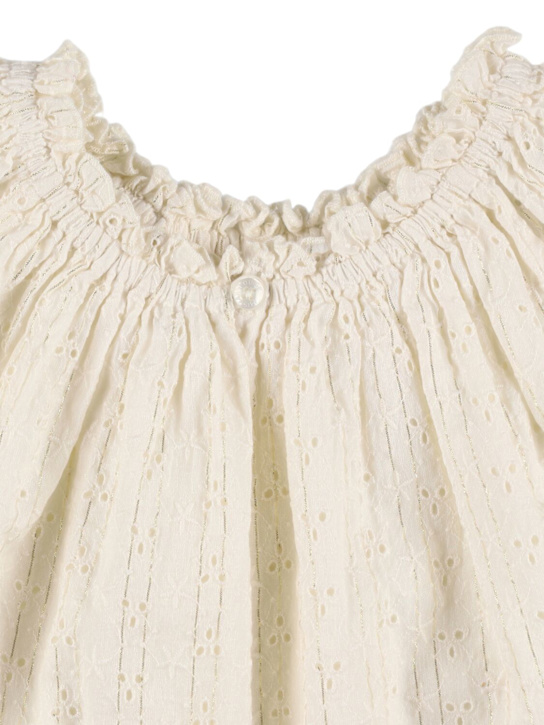 Louise Misha: Camicia in gauze di misto cotone con ricami - Beige - kids-girls_1 | Luisa Via Roma
