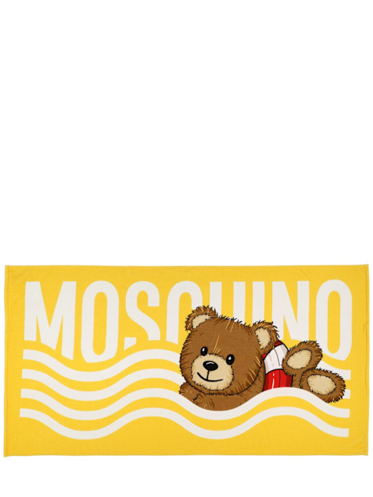 Moschino: Printed cotton terry towel - Yellow - kids-boys_0 | Luisa Via Roma