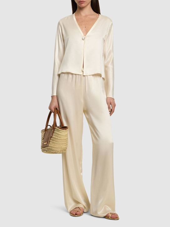 Sara Cristina: Nerea silk long sleeve top w/ pearl - women_1 | Luisa Via Roma