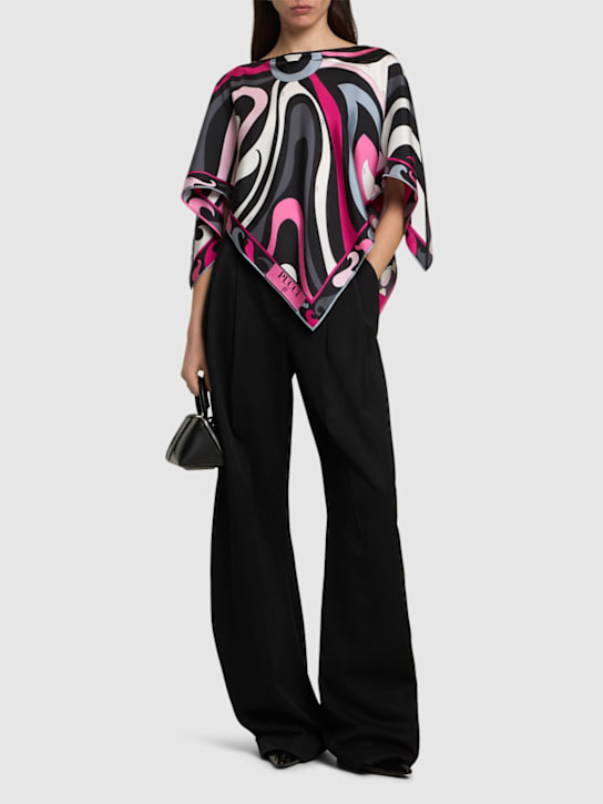 Pucci: Printed silk twill shirt - Black/Fuchsia - women_1 | Luisa Via Roma
