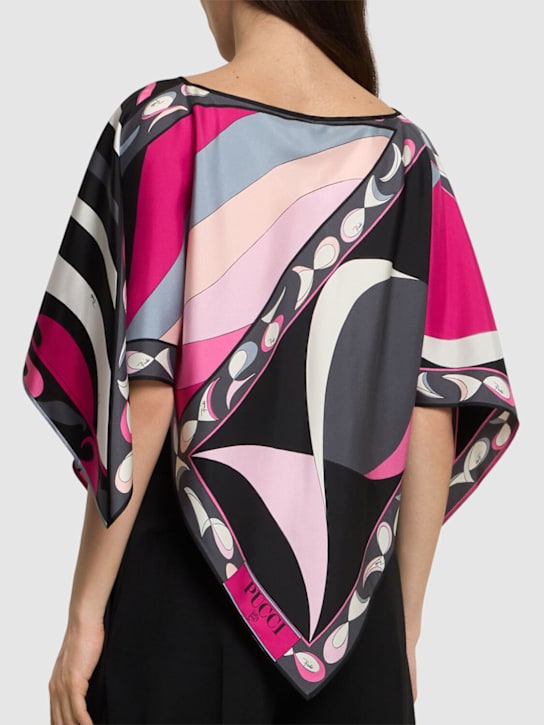 Pucci: Printed silk twill shirt - Black/Fuchsia - women_2 | Luisa Via Roma