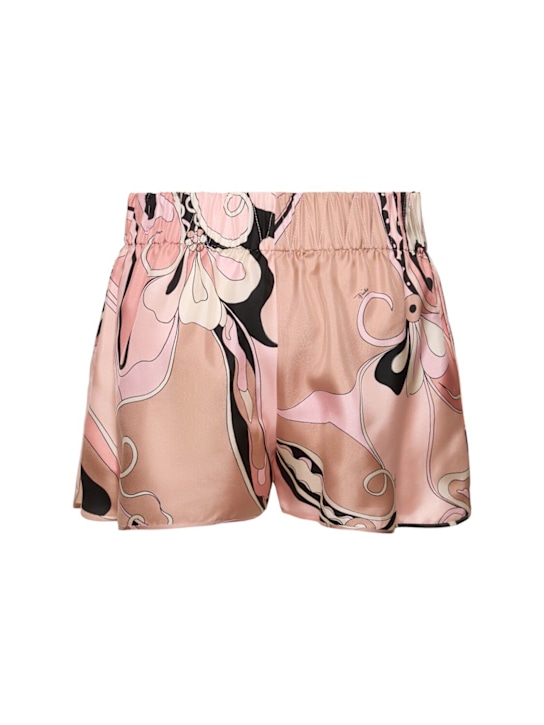 Pucci: Printed silk twill shorts - Nude/Multi - women_3 | Luisa Via Roma