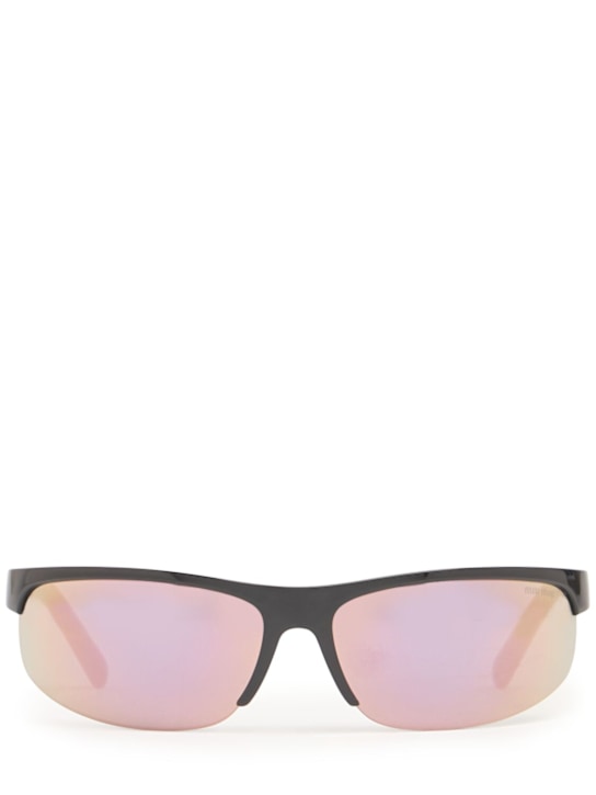 Miu Miu: Miu Signature mask acetate sunglasses - Black/Pink - women_0 | Luisa Via Roma