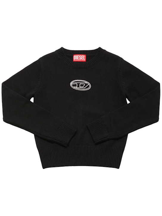 Diesel Kids: Wool blend knit sweater - ブラック - kids-girls_0 | Luisa Via Roma