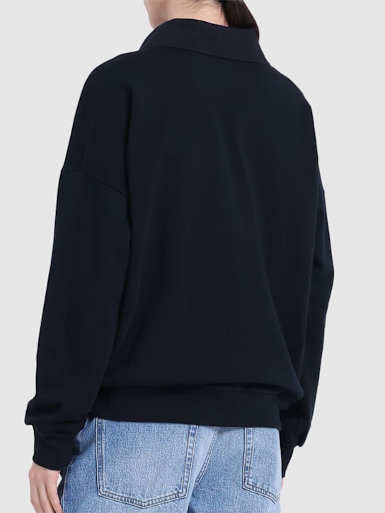 The Row: Corzas cotton jersey polo sweatshirt - Navy - women_2 | Luisa Via Roma