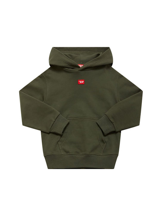 Diesel Kids: Hooded cotton sweatshirt w/logo - ミリタリーグリーン - kids-boys_0 | Luisa Via Roma
