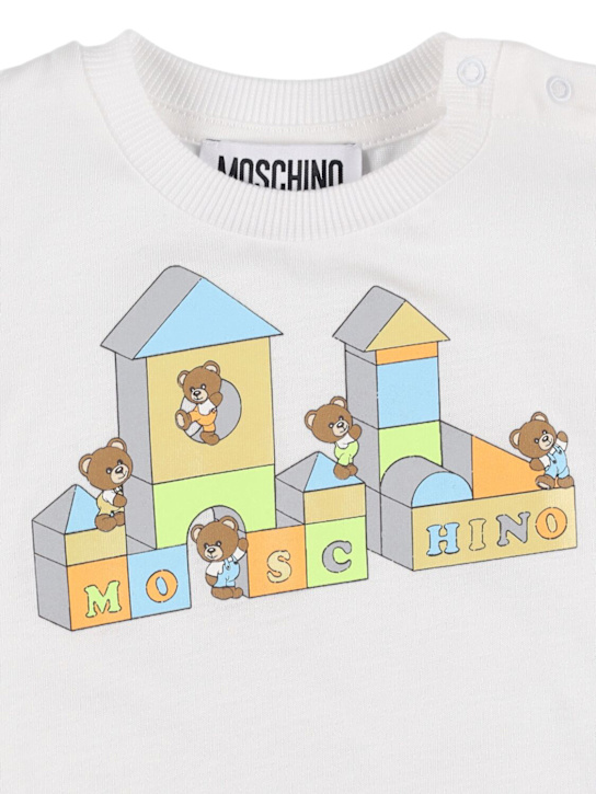 Moschino: Spielanzug aus Baumwolle mit Druck - Weiß - kids-boys_1 | Luisa Via Roma