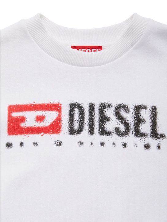 Diesel Kids: Felpa girocollo in misto cotone con logo - Bianco - kids-girls_1 | Luisa Via Roma