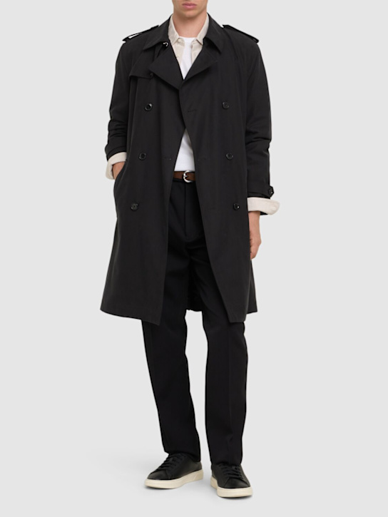 Boss: Hyde lyocell & cotton trench coat - Black - men_1 | Luisa Via Roma