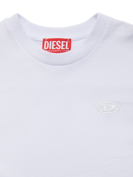 Diesel Kids: Embroidered cotton jersey t-shirt - ホワイト - kids-boys_1 | Luisa Via Roma