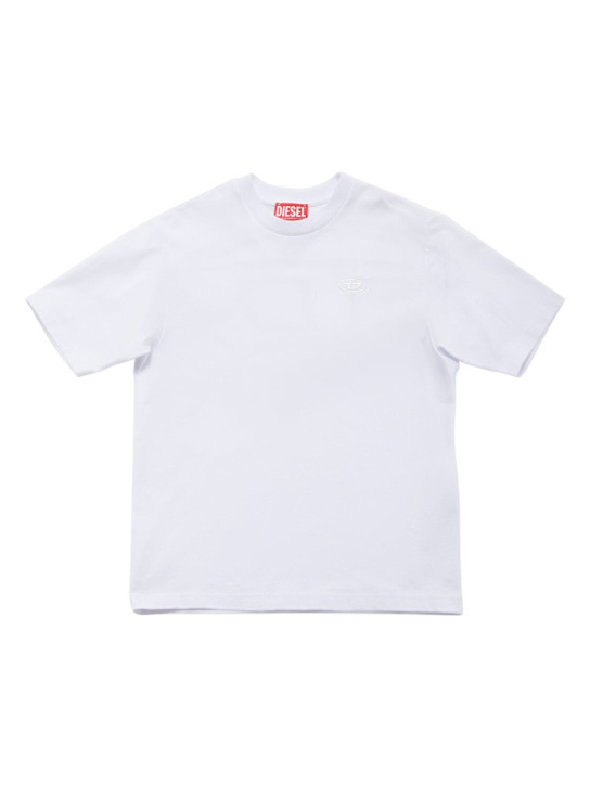 Diesel Kids: Embroidered cotton jersey t-shirt - ホワイト - kids-boys_0 | Luisa Via Roma