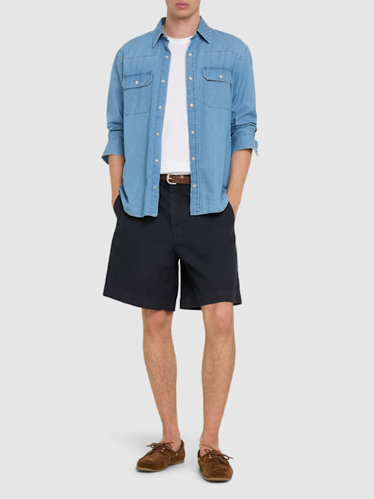 ASPESI: 製品染めコットンリネンショーツ - men_1 | Luisa Via Roma