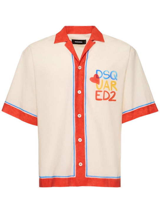 Dsquared2: Logo cotton bowling shirt - Mix Colours - men_0 | Luisa Via Roma