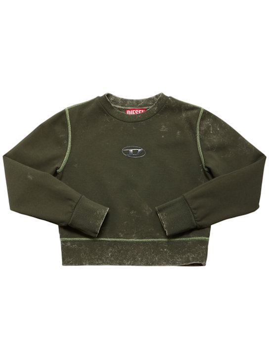 Diesel Kids: Cotton sweatshirt w/logo - ミリタリーグリーン - kids-girls_0 | Luisa Via Roma