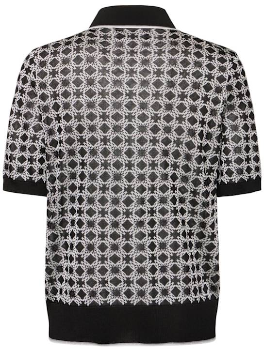 Amiri: MA Quad print viscose polo - Black/White - men_3 | Luisa Via Roma