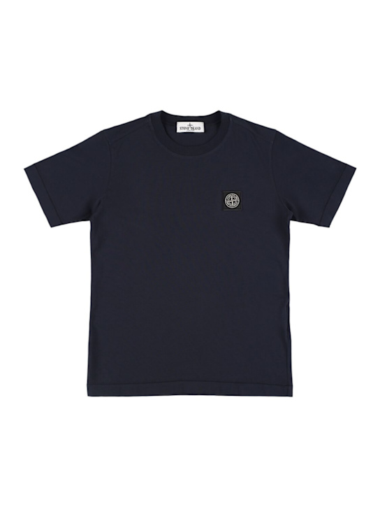 Stone Island Junior: コットンジャージーTシャツ - ブルー - kids-boys_0 | Luisa Via Roma