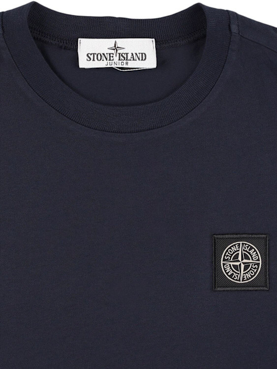 Stone Island Junior: コットンジャージーTシャツ - ブルー - kids-boys_1 | Luisa Via Roma