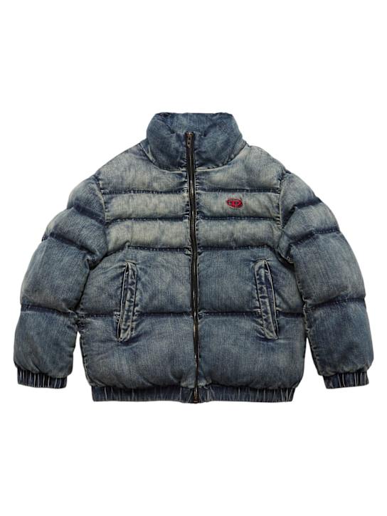 Diesel Kids: Cotton blend denim puffer jacket - kids-boys_0 | Luisa Via Roma
