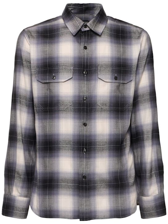 Tom Ford: Fluid cotton blend check military shirt - men_0 | Luisa Via Roma