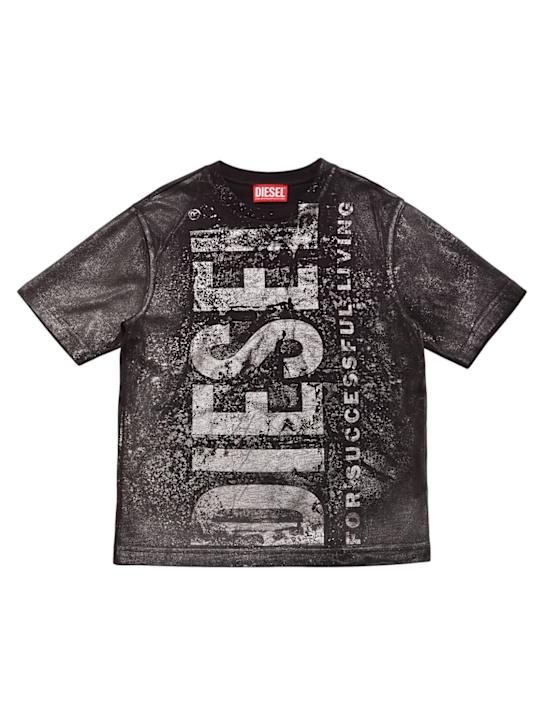 Diesel Kids: Cotton t-shirt w/ logo - ブラック - kids-boys_0 | Luisa Via Roma