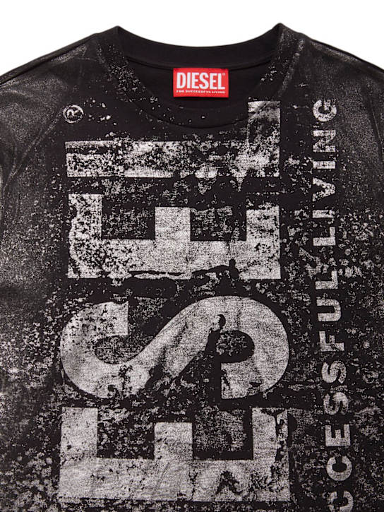 Diesel Kids: Cotton t-shirt w/ logo - ブラック - kids-boys_1 | Luisa Via Roma