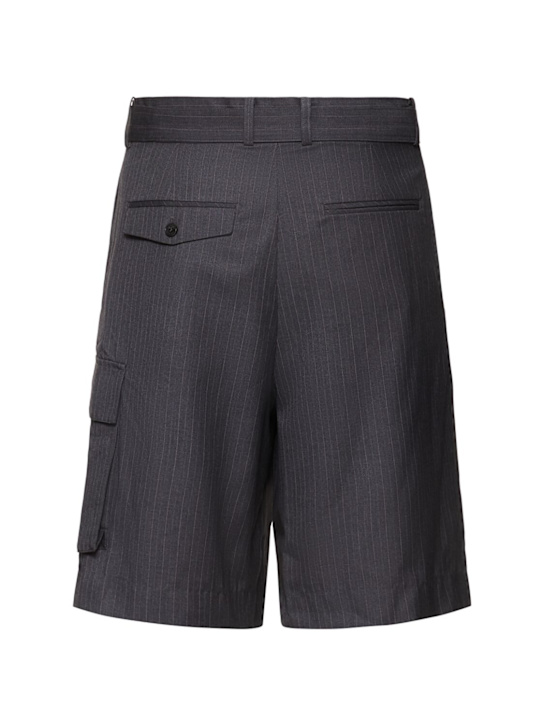 Dunst: Belted multi pocket poly blend shorts - Grey - men_3 | Luisa Via Roma