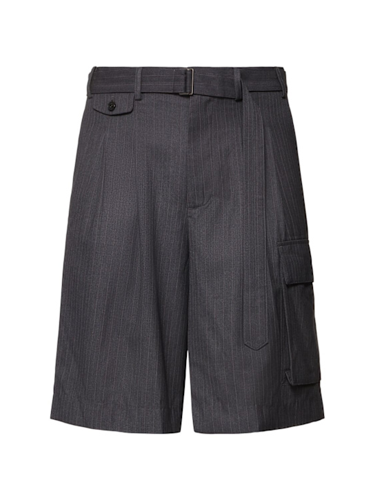 Dunst: Belted multi pocket poly blend shorts - Grey - men_0 | Luisa Via Roma