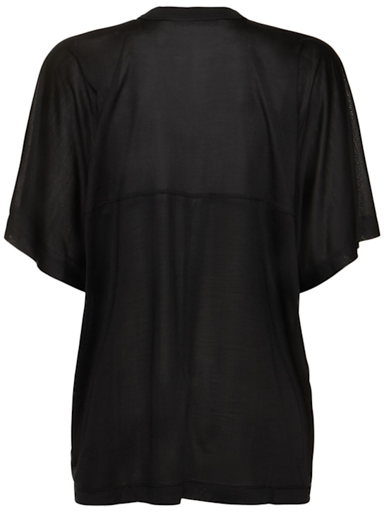 Carven: Silk jersey t-shirt - Black - women_3 | Luisa Via Roma