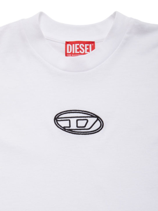 Diesel Kids: T-shirt cropped in jersey di cotone - Bianco - kids-girls_1 | Luisa Via Roma