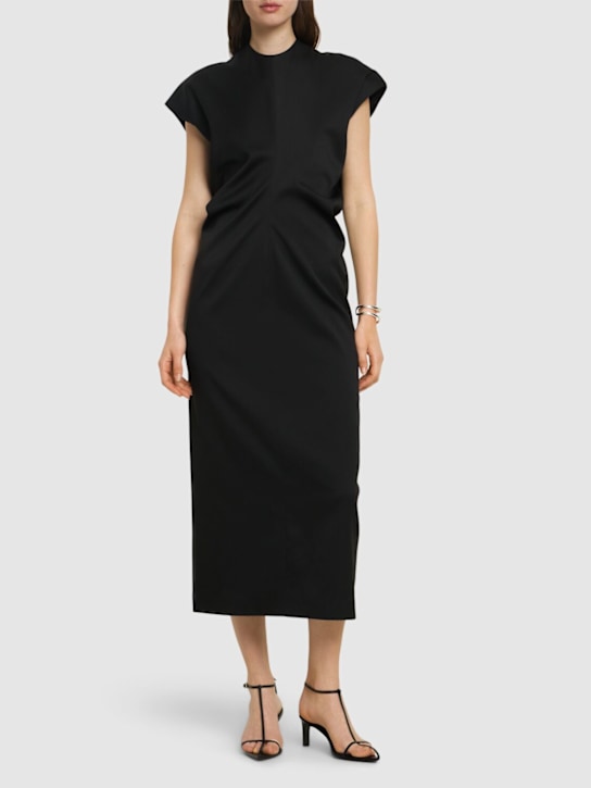 Remain: Draped suiting short sleeve midi dress - women_1 | Luisa Via Roma