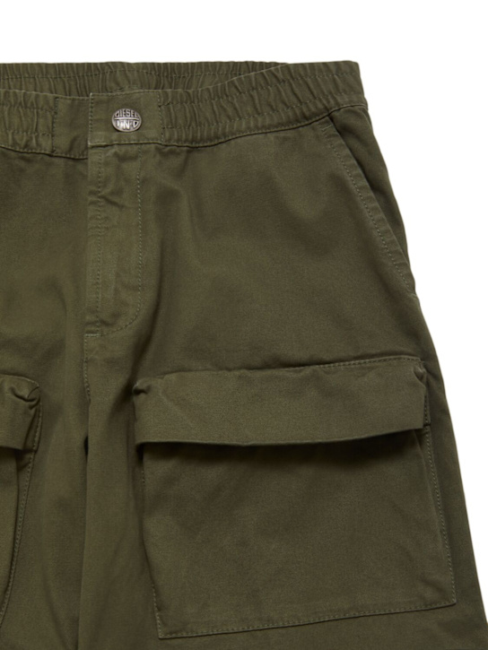 Diesel Kids: Cotton gabardine cargo pants - Military Green - kids-girls_1 | Luisa Via Roma