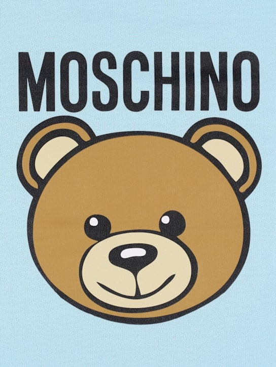 Moschino: Coperta in cotone con stampa - Celeste - kids-boys_1 | Luisa Via Roma