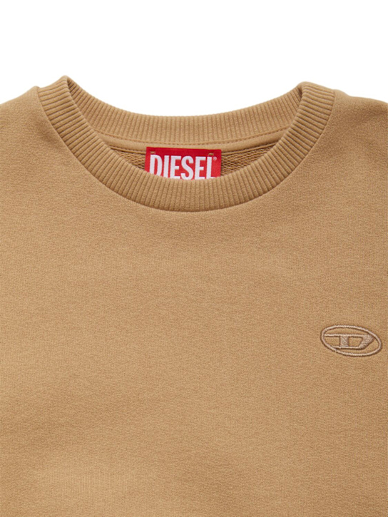 Diesel Kids: Cotton crewneck sweatshirt w/logo - ベージュ - kids-boys_1 | Luisa Via Roma