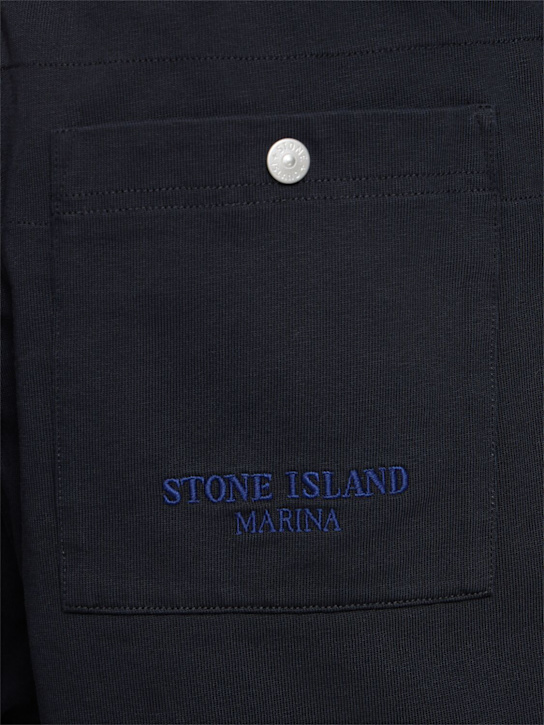 Stone Island: Cotton sweat shorts - Navy - men_2 | Luisa Via Roma