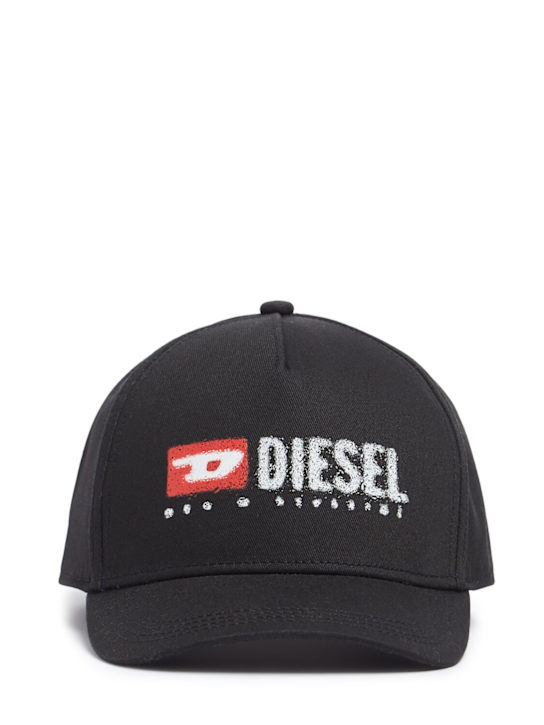 Diesel Kids: Cotton canvas baseball hat w/logo - ブラック - kids-boys_0 | Luisa Via Roma