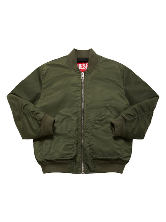 Diesel Kids: Bomberjacke aus Polyester - Militärgrün - kids-boys_0 | Luisa Via Roma