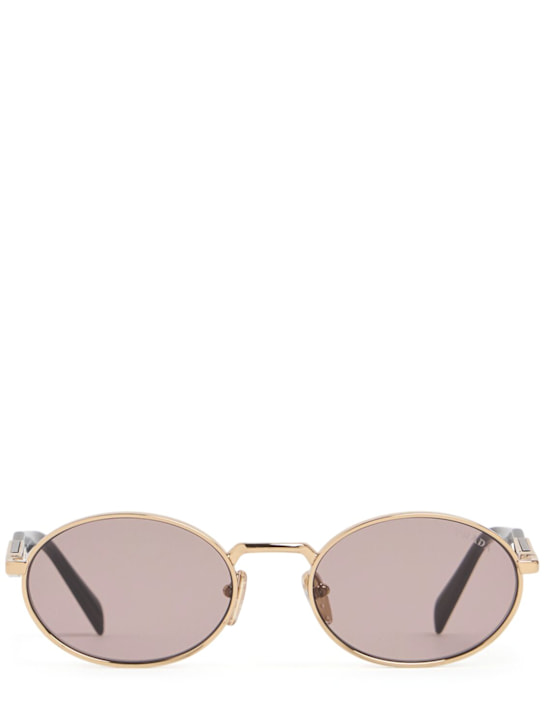Prada: Heritage oval metal sunglasses - women_0 | Luisa Via Roma