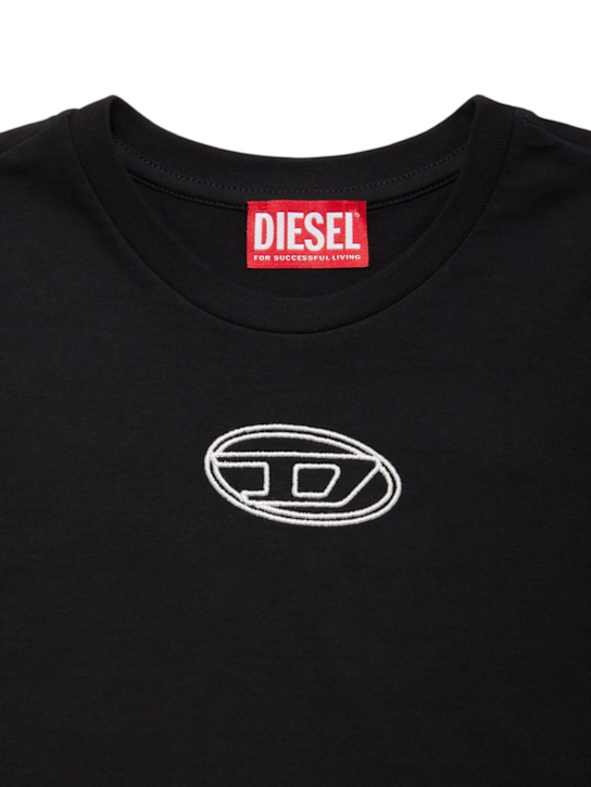 Diesel Kids: Long sleeve cotton jersey t-shirt - ブラック - kids-girls_1 | Luisa Via Roma